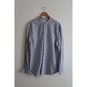 Linen Banded Collar Shirt XL